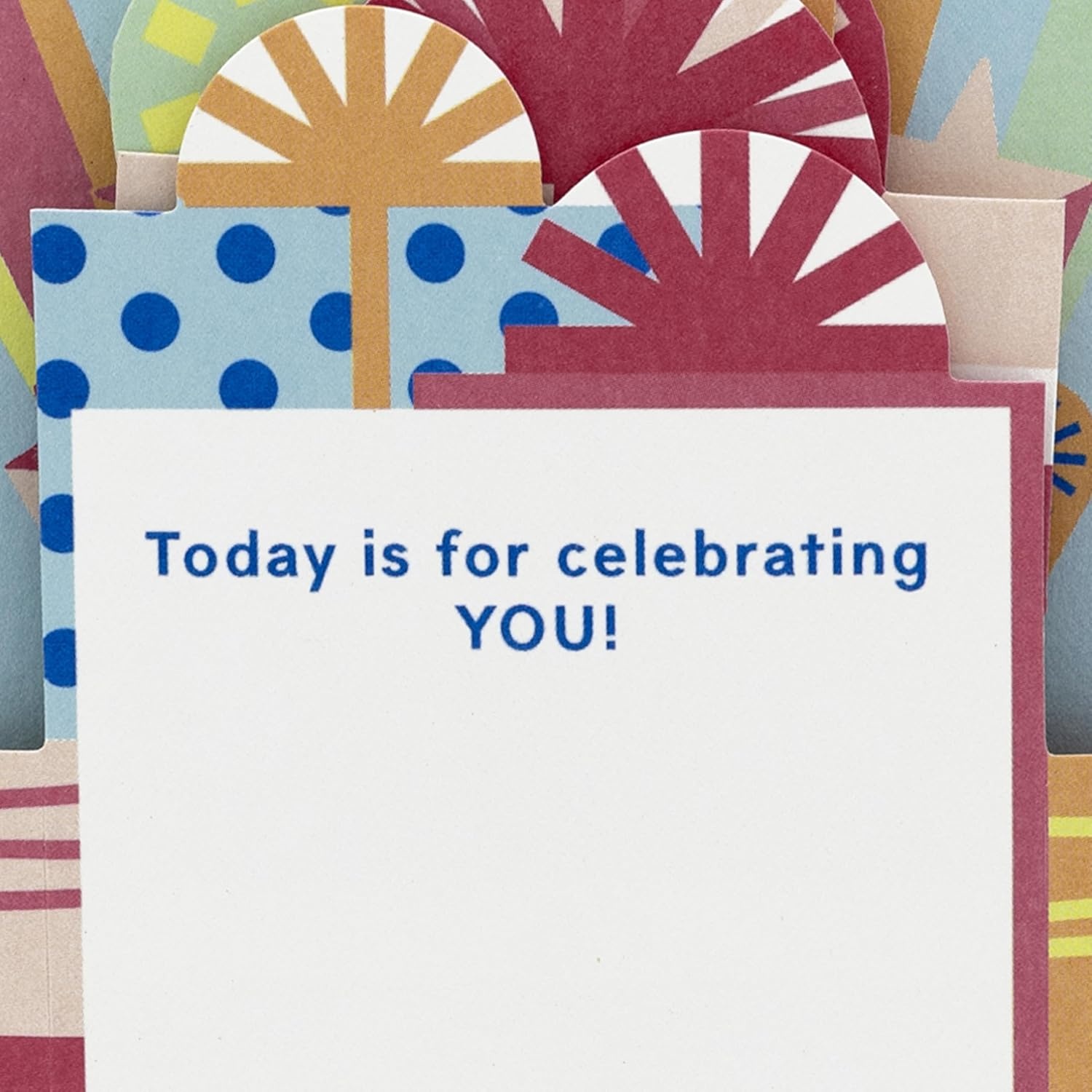 image:imageHallmark Paper Wonder PickaNumber Customizable PopUp Birthday Cake Card and Centerpiece Blue and Green ConfettiPink Green Orange Stars