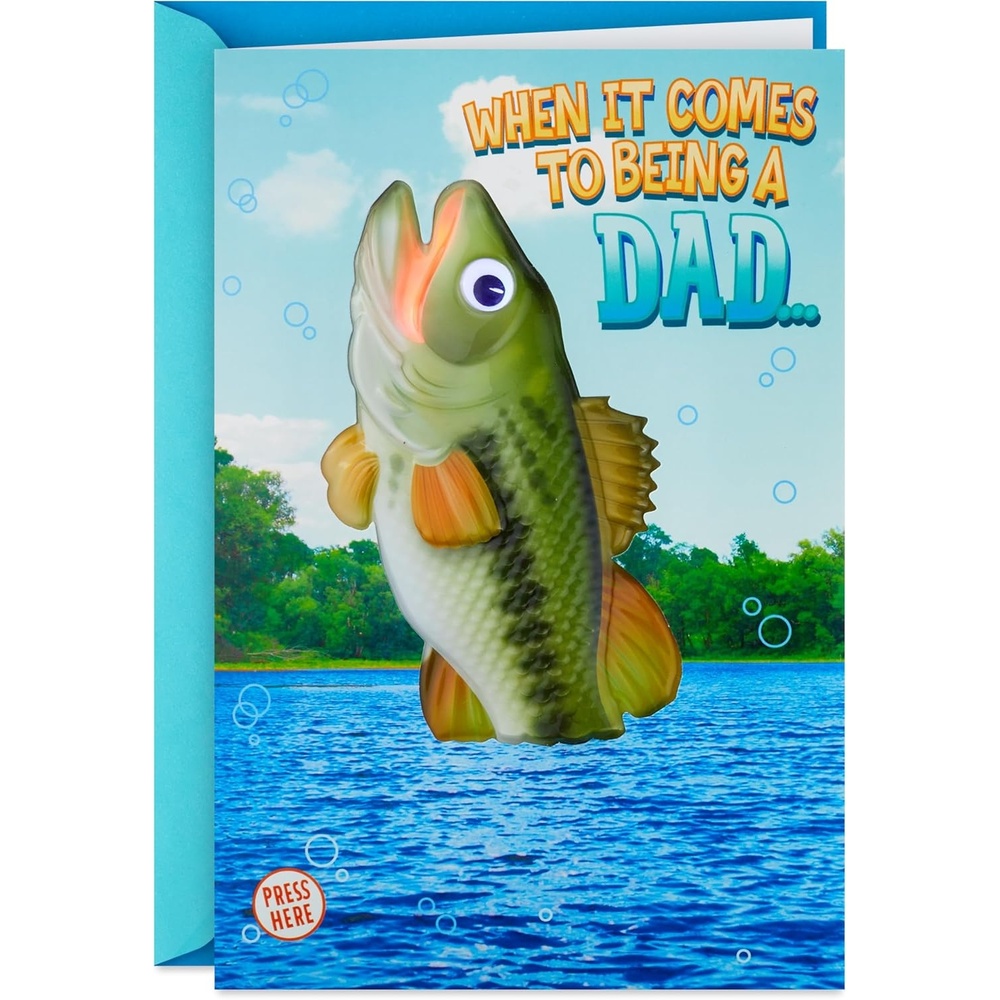 image:imageHallmark Funny Fathers Day Card With Sound and Light You Totally Kick Bass Fishing Puns and Dad JokesYou Totally Kick Bass