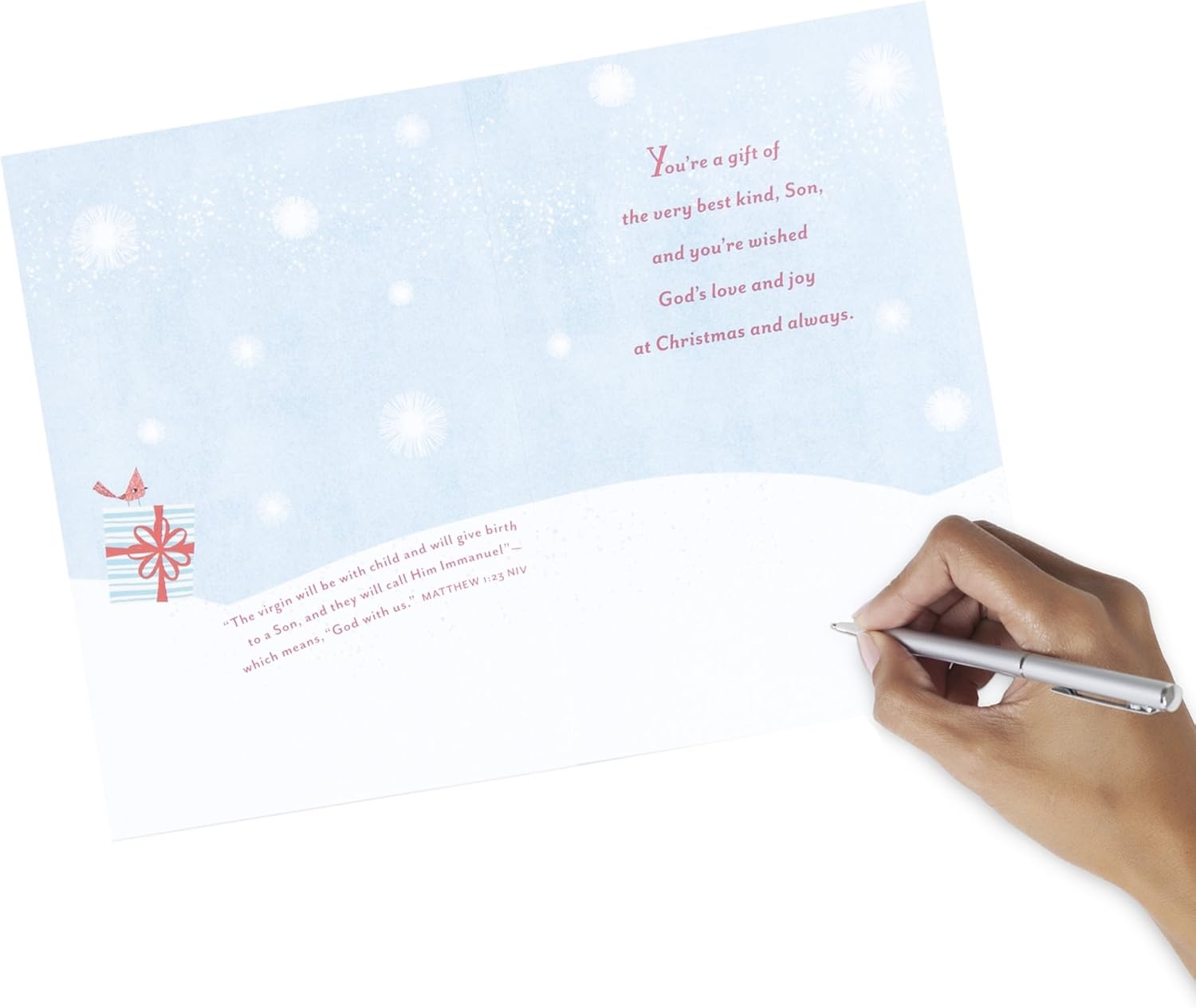 image:imageHallmark Christmas Card for Son CardinalDeer with Lights and Bird