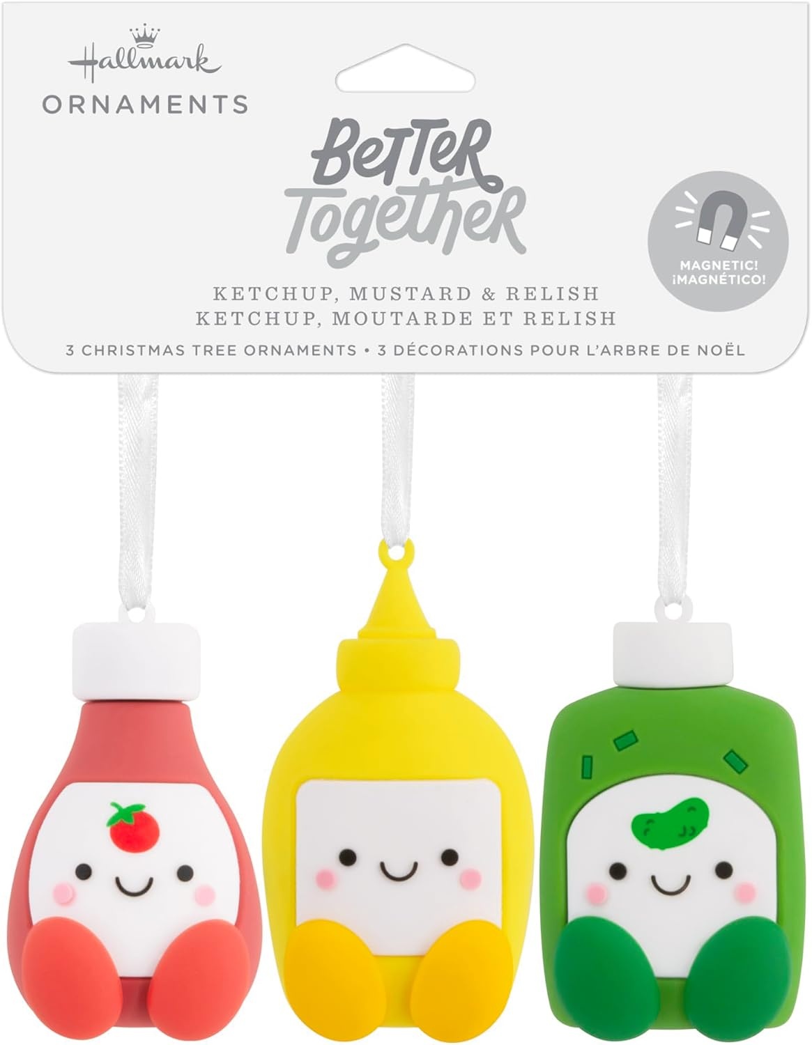 image:imageHallmark Better Together Ketchup Mustard and Relish Magnetic Christmas Ornaments Shatterproof Set of 3 Food Gifts